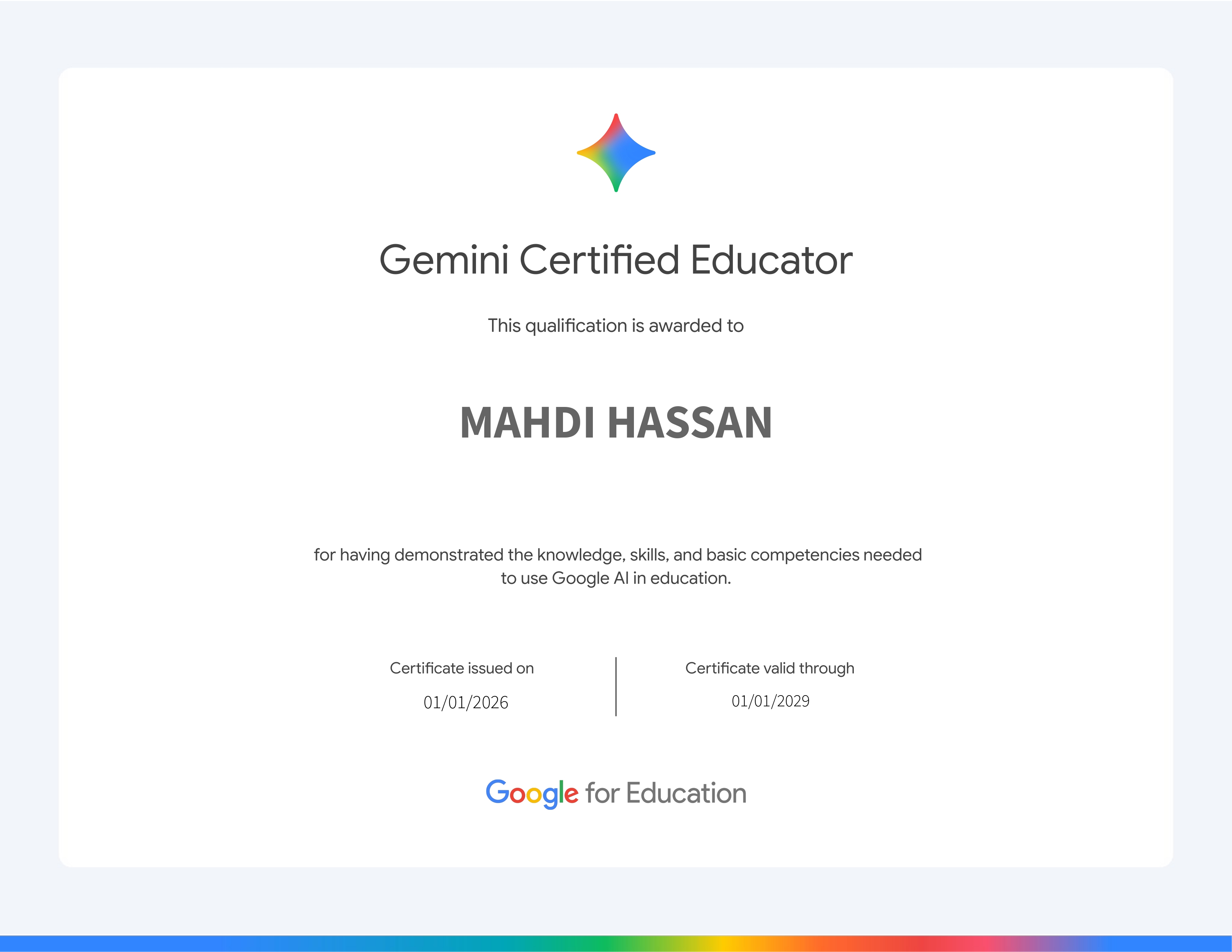 Gemini Certified Educator Certificate
